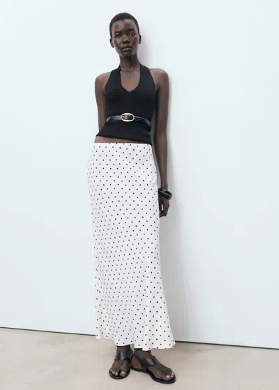 Mango Long Polka Dot Skirt Off White
