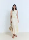 Mango Long Lace Skirt Ecru