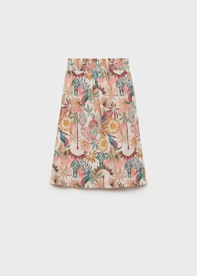Mango Kids' Printed Long Skirt Pink