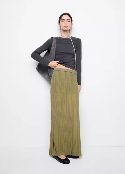 Mango Jupe Maille Semi-transparente In Vert