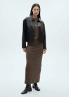 Shop Mango Jupe Fendue Maille Marron - Femme - M -
