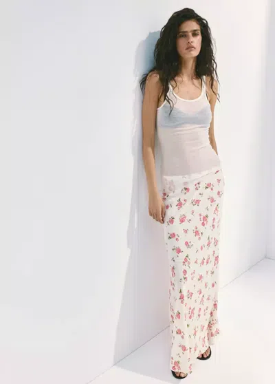 Mango Jupe Maxi À Motif Floral In White