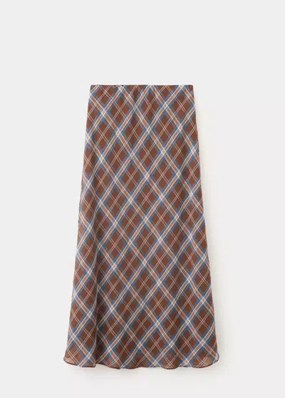 Mango Jupe Midi Carreaux In Marron