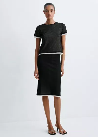 Mango Jupe Midi Combinée In Black