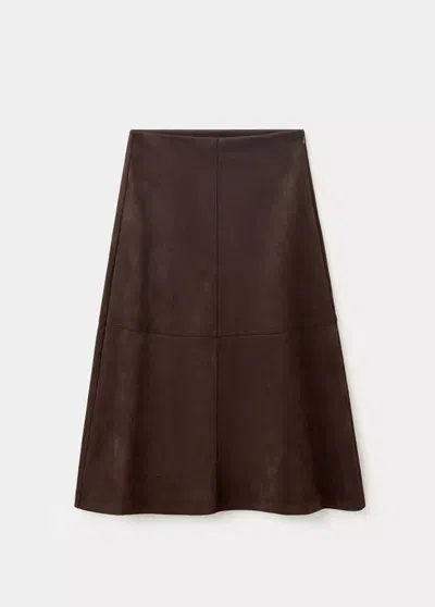 Mango Jupe Midi Cuir Synthétique In Chocolat