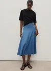 Mango Denim Midi-skirt With Stitching In Blue