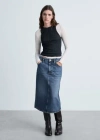 Mango Denim Midi-skirt Dark Blue In Bleu Foncé