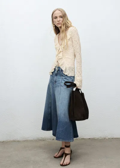 Mango Jupe Midi En Jean Bleu Moyen - Femme - M -  In Blue