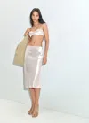 Mango Jupe Midi Satinée Argent - Femme - S -  In White