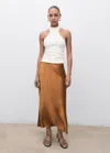 Mango Jupe Midi Satinée Cognac - Femme - Xxl -  In Brown