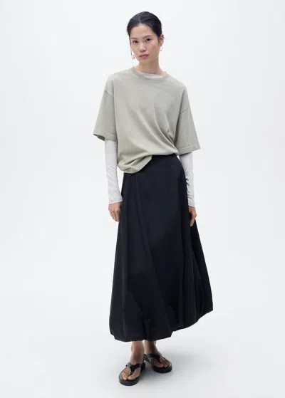Mango Flared Skirt With Puffed Hem Black