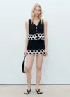 Mango Circular Print Crochet Skirt Black In Black