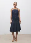 Mango Pleated Denim Skirt In Blue