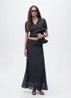 Mango Jupe Plissée Maille Lurex Bleu Marine - Femme - Xl -  In Black