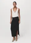 Mango Jupe Portefeuille Effet Froissé Noir - Femme - 36 -  In Black