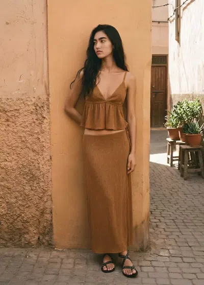 Mango Jupe Portefeuille Fluide In Brown