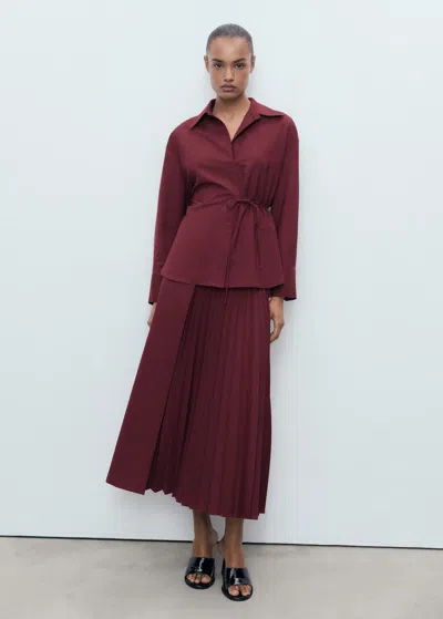 Mango Jupe Portefeuille Plissée Bordeaux - Femme - Xl -  In Red