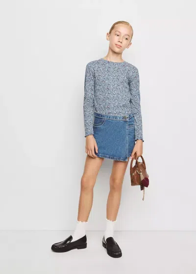 Mango Kids' Jupe Short En Jean In Bleu Foncé