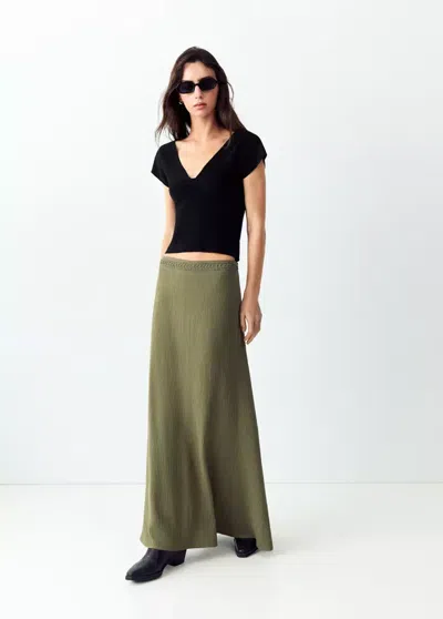 Mango Jupe Texturée Avec Détail De Broderie In Vert