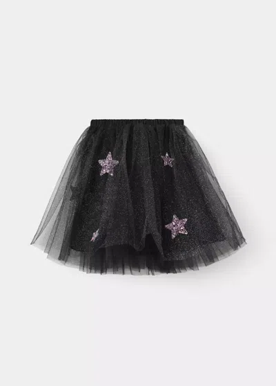 Mango Kids' Jupe Tulle Étoiles Halloween In Noir