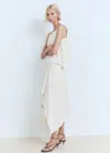 Mango Linen-blend Straight Skirt Pastel Green