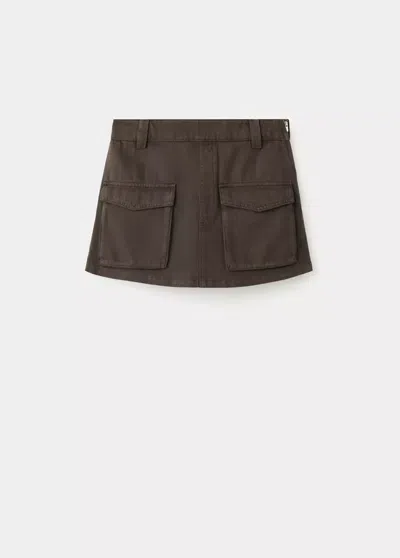 Mango Jupe-short En Denim Cargo In Brown