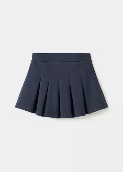 Mango Kids' Jupe-short Plissée In Bleu Marine