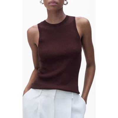Mango Karl Rib Tank In Chocolate