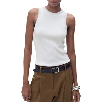 Mango Slim Fit Fine Knit Boat Neck Tank Top In Ecru