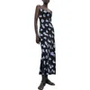 Mango Kendal Print Cowl Neck Crepe Slipdress In Black