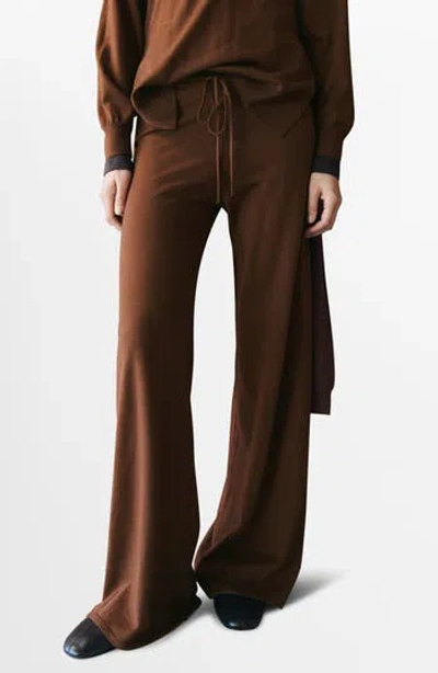 Mango Kendrik Knit Drawstring Pants In Brown