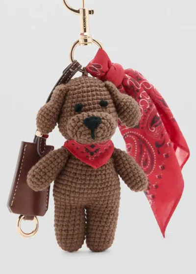 Mango Keychain With Plushie And Scarf In Brown
