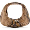 Mango Kira Snakeskin Embossed Leather Shoulder Bag In Light Beige