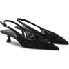 Mango Kitten Heel Floral Embellished Mesh Slingback Pump In Black
