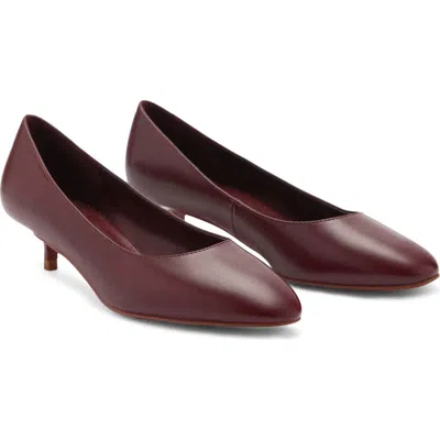 Mango Kitten Heel Pump In Burgundy