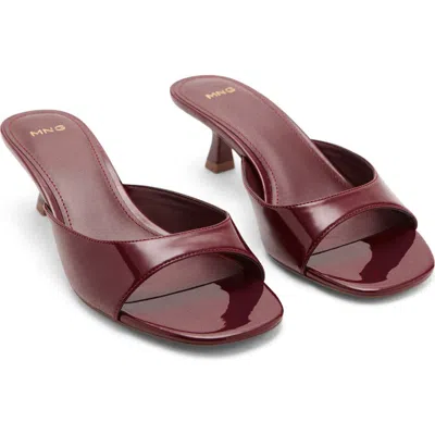 Mango Kitten Heel Sandal In Burgundy