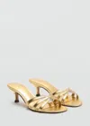 Mango Kitten Heel Sandals With Straps Gold