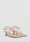 Mango Kitten Heel Sandals With Straps Medium Brown