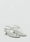 Mango Kitten Heel Sandals With Straps Pastel Green