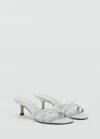 Mango Kitten Heel Sandals With Straps Sky Blue