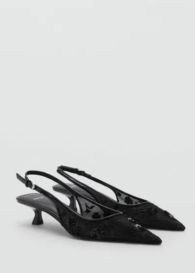 Mango Kitten-heel Shoes Embroidered With Sequins Black