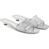Mango Kitten Heel Slide Sandal In Silver