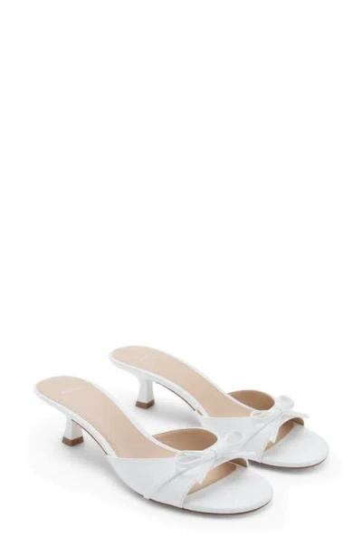 Mango Kitten Heel Slide Sandal In White