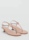 Mango Kitten Heel Strap Sandal Medium Brown
