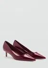 Mango Kitten Pointed Toe Shoe With Patent Leather Effect Burgundy In Burgundy