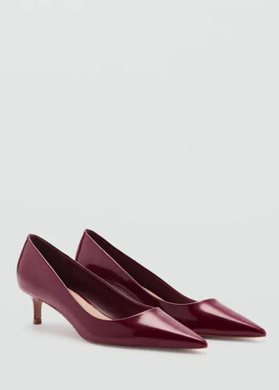 Mango Kitten Pointed Toe Shoe With Patent Leather Effect Burgundy In Red