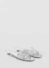 Mango Kitten Sandals With Mesh Strap Silver In Silver