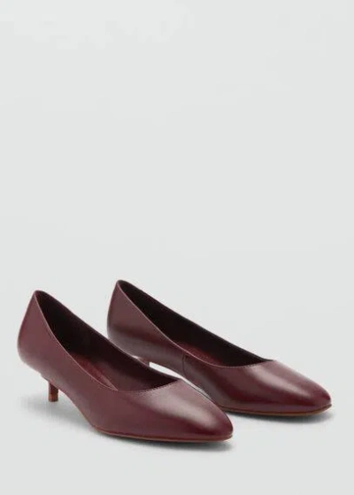 Mango Kitten Shoe With Round Toe Burgundy