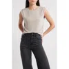 Mango Kiwi Gathered Shoulder Sleeveless T-shirt In Gray