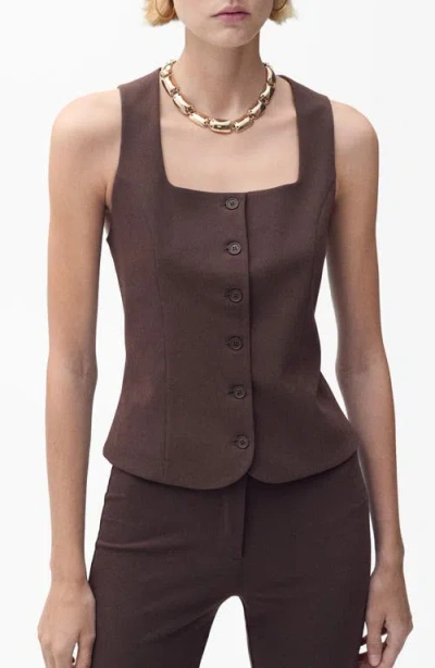 Mango Klum Square Neck Vest In Brown
